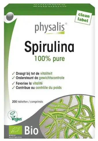 De Online Drogist Physalis spirulina tabletten bio 200tb aanbieding