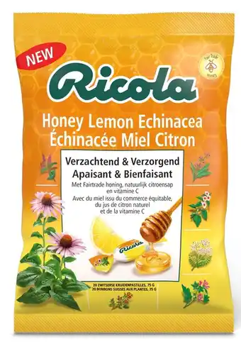 De Online Drogist Ricola honey lemon echinacea kruidenpastilles 75gr aanbieding