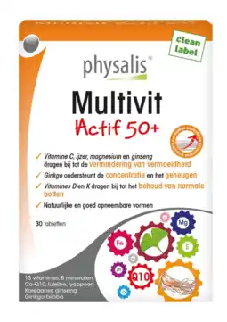 De Online Drogist Physalis multivit actif 50+ tabletten 30tb aanbieding