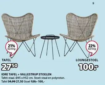 Jysk Idre tafel + Vallestrup stoelen aanbieding