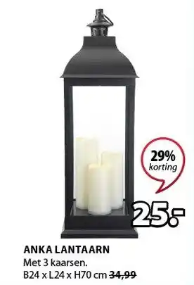 Jysk Anka lantaarn 24x24x70 cm aanbieding