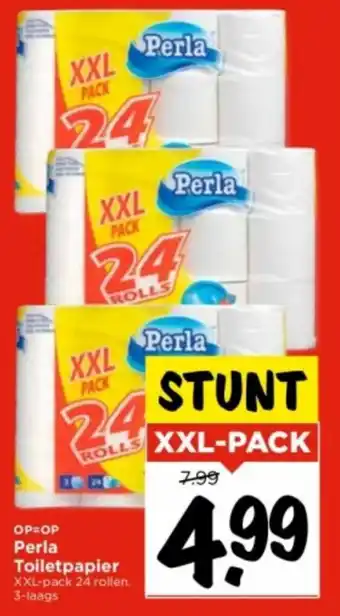 Vomar Voordeelmarkt Perla Toiletpapier XXL-pack 24 rollen. 3-laags aanbieding