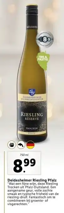 Lidl Deidesheimer riesling pfalz wat een fijne wijn, deze riesling trocken uit pfalz-duitsland. een aangename geur, volle zachte s aanbieding