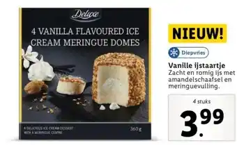 Lidl Vanille ijstaartje zacht en romig ijs met amandelschaafsel en meringuevulling. aanbieding