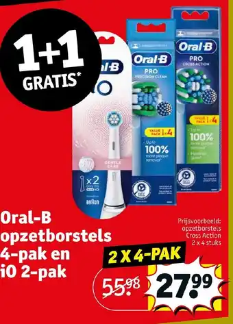 Kruidvat Oral-B opzetborstels 4-pak en i0 2-pak aanbieding