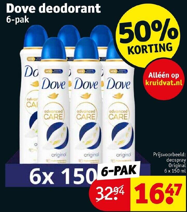 Dove deodorant 6pak aanbieding bij Kruidvat