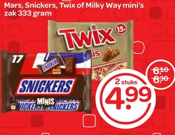 Spar Mars, snickers, twix of milky way mini's aanbieding