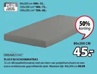 Jysk Plus F30 schuimmatras 80x200 cm aanbieding