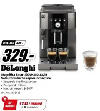 MediaMarkt DeLonghi Magnifica Smart ECAM250.33.TB Volautomatische espressomachine aanbieding