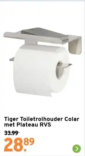 GAMMA Tiger toiletrolhouder colar met plateau rvs aanbieding