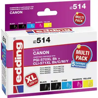 Conrad Edding inkt vervangt canon pgi-570 xl, cli-571 xl compatibel combipack zwart, foto zwart, cyaan, magenta, geel edding 514 18- aanbieding