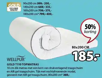 Jysk Gold T110 topmatras 80x200 cm aanbieding