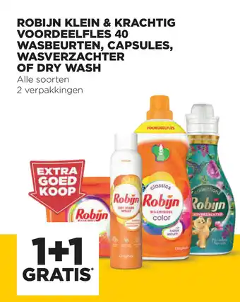 Jumbo Robijn Klein & Krachtig wasmiddel 40 wb, capsules, wasverzachter of dry wash 1+1 aanbieding