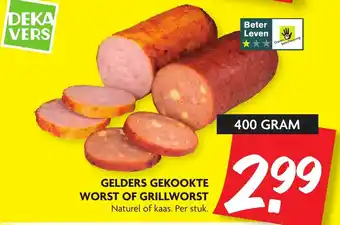 Dekamarkt Gelders gekookte worst of grillworst 400g aanbieding