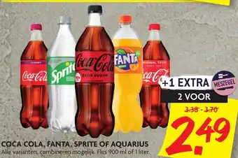 Dekamarkt Coca-Cola, Fanta, Sprite of Aquarius 2*900ml/1L aanbieding