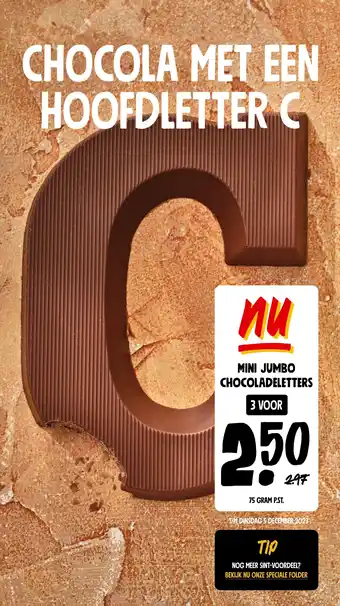 Jumbo MINI JUMBO CHOCOLADELETTERS 3 VOOR aanbieding