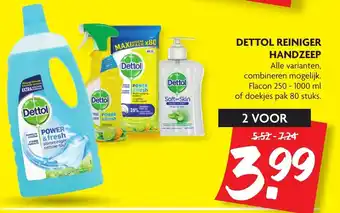 Dekamarkt Dettol Reiniger of Handzeep 2*250-1000ml aanbieding