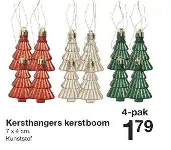 Zeeman Kersthangers kerstboom 7 x 4 cm 4-pak aanbieding