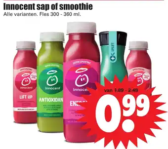 Dirk Innocent smoothie of sap 300-360ml aanbieding