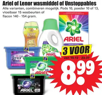 Dirk Ariel of Lenor Wasmiddel of Unstoppables 3st aanbieding