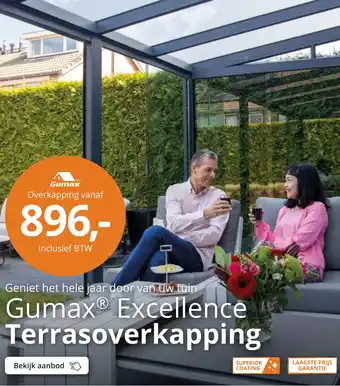 Tuinmaximaal Gumax® excellence terrasoverkapping aanbieding