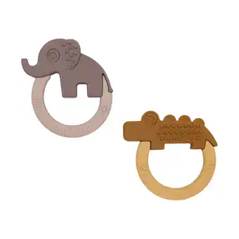 Babypark Done by deer friends bijtring mustard / powder 2 stuks aanbieding