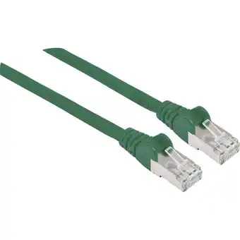 Conrad Intellinet 741132 rj45 netwerkkabel, patchkabel cat 6a s/ftp 15.00 m groen folie afscherming, afscherming gevlochten, afgesch aanbieding