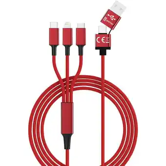 Conrad Smrter usb-laadkabel usb 2.0 usb-a stekker, usb-c stekker, apple lightning stekker, usb-micro-b stekker 1.20 m rood smrter_hy aanbieding