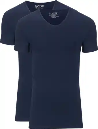 Suitable Slater 2-pack stretch v-hals t-shirt navy aanbieding