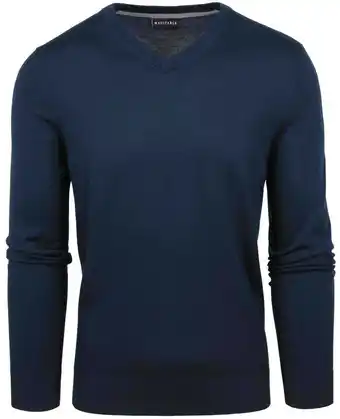 Suitable Suitable merino pullover v-hals navy aanbieding