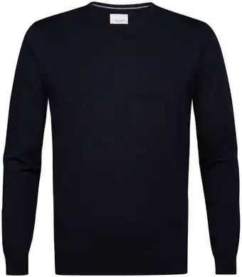 Suitable Profuomo pullover v-hals merinowol navy aanbieding