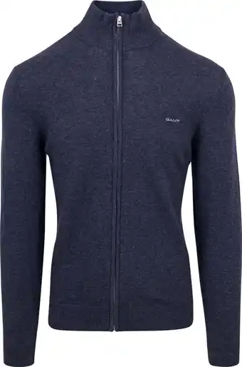 Suitable Gant vest lamswol navy aanbieding