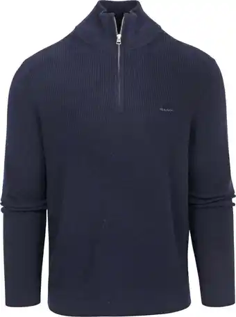 Suitable Gant halfzip trui wolmix navy aanbieding