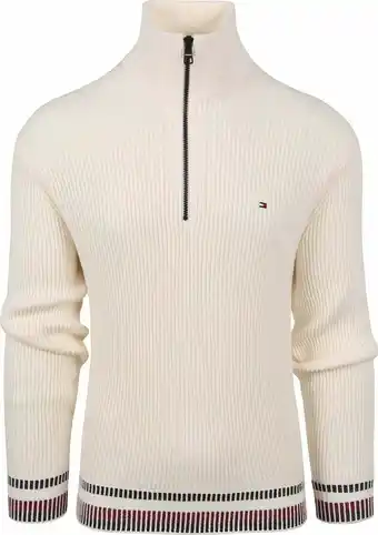 Suitable Tommy hilfiger half zip trui ecru aanbieding