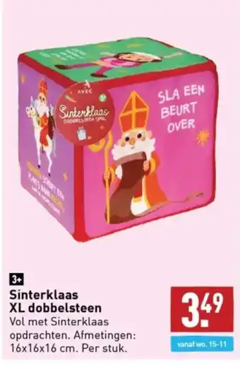 ALDI Sinterklaas XL dobbelsteen Vol met Sinterklaas opdrachten. Afmetingen: 16x16x16 cm. aanbieding