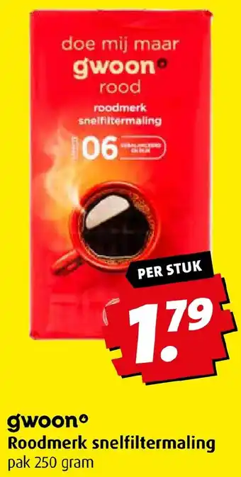 Boni gwoono Roodmerk snelfiltermaling pak 250 gram aanbieding