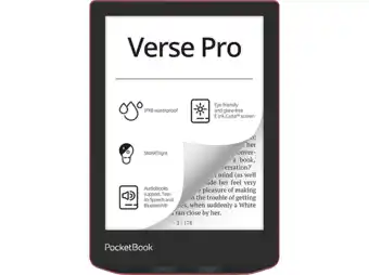 MediaMarkt Pocketbook verse pro rood - 6 inch 16 gb (ongeveer 12.000 e-books) spatwaterbestendig aanbieding