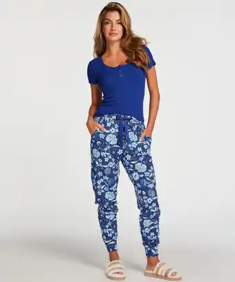Hunkemoller Hunkemöller pyjama broek jersey blauw aanbieding