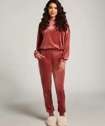 Hunkemoller Hunkemöller joggingbroek velours roze aanbieding