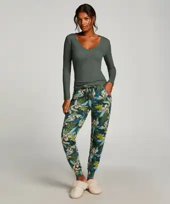Hunkemoller Hunkemöller pyjama broek jersey groen aanbieding