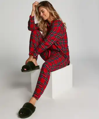 Hunkemoller Hunkemöller petite pyjamabroek flanel rood aanbieding