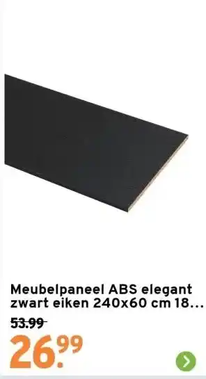 GAMMA Meubelpaneel abs elegant zwart eiken 240x60 cm 18 mm aanbieding