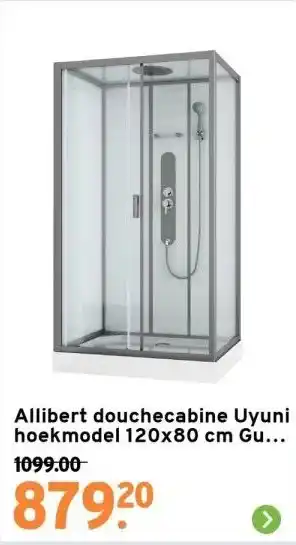 GAMMA Allibert douchecabine uyuni hoekmodel 120x80 cm gun metal aanbieding
