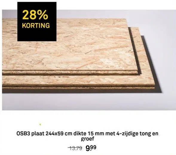 Osb3 plaat 244x59 cm dikte 15 mm aanbieding bij Karwei