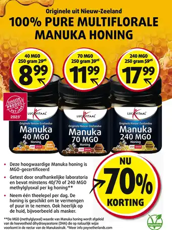 Lucovitaal 100% pure multiflorale manuka honing aanbieding