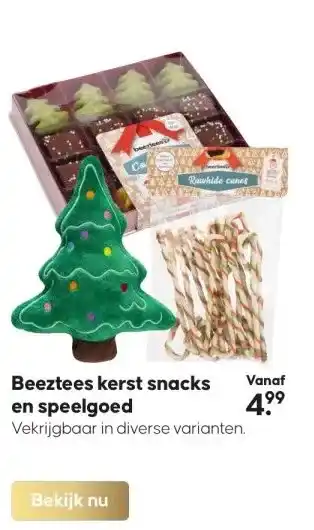 Pets Place Beeztees kerst snacks vanaf en speelgoed aanbieding