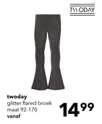 Scapino Twoday glitter flared broek maat 92-170 aanbieding