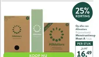 Holland & Barrett Op alles van allmatters prijsvoorbeeld: menstruatiecup aanbieding