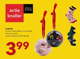 Scapino scapino 2-paar kerstsokken in kerstbal aanbieding