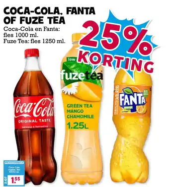 Boon`s Markt Coca-cola, fanta of fuze tea aanbieding